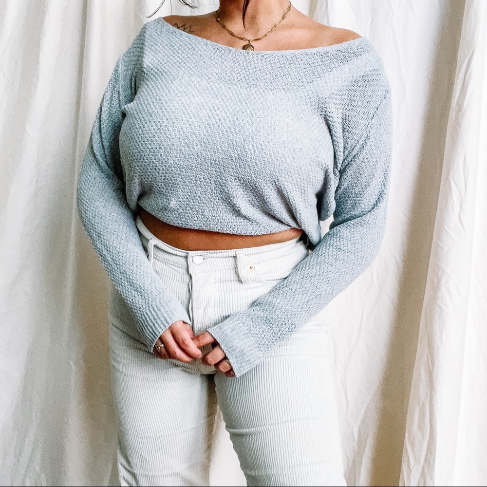 Shein | Gray Semi-Crop Knitted Sweater